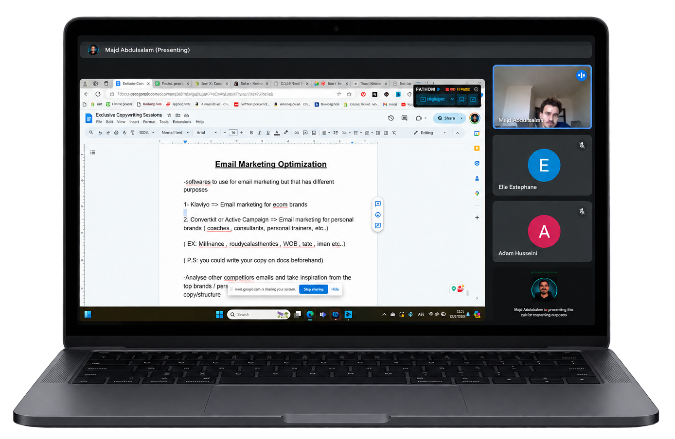 A live copywriting coaching session inside The Ultimate Copy Program